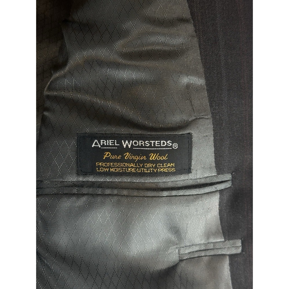 HART SCHAFFNER & MARX Mens 38R Charcoal Pinstripe Wool 2 Button Pleated Suit - Picture 10 of 14